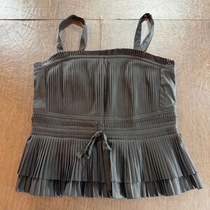 White House Black Market Black Pleated Poplin Bustier Camisole Top Sz 4